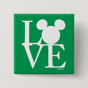 Mickey Mouse LOVE   St. Patrick's Day 2 Inch Square Button