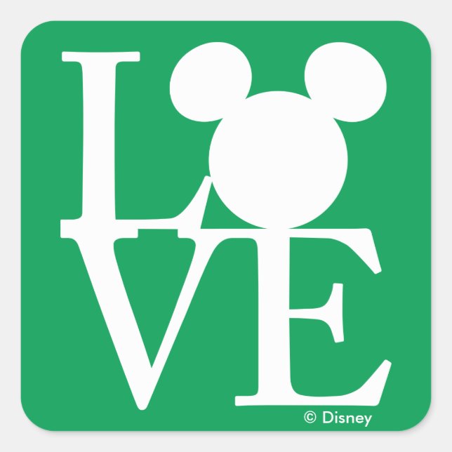 Mickey Mouse LOVE | St. Patrick's Day Square Sticker (Front)
