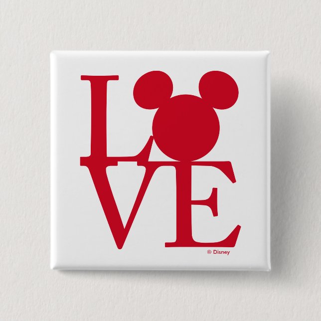 Mickey Mouse LOVE | Valentine's Day 2 Inch Square Button (Front)