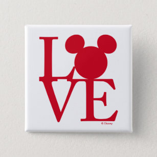 Mickey Mouse LOVE   Valentine's Day 2 Inch Square Button