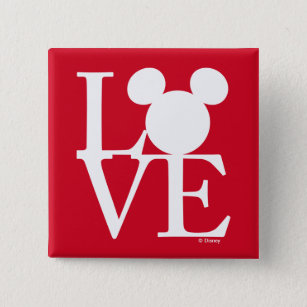 Mickey Mouse LOVE   Valentine's Day 3 2 Inch Square Button