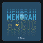 Mickey Mouse | Menorah Magic Square Sticker<br><div class="desc">Happy Hanukkah from Mickey! This beautiful graphic features the text,  "Menorah Magic" in blue and yellow.</div>