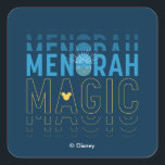 Mickey Mouse | Menorah Magic Square Sticker<br><div class="desc">Happy Hanukkah from Mickey! This beautiful graphic features the text,  "Menorah Magic" in blue and yellow.</div>