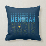 Mickey Mouse | Menorah Magic Throw Pillow<br><div class="desc">Happy Hanukkah from Mickey! This beautiful graphic features the text,  "Menorah Magic" in blue and yellow.</div>