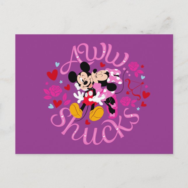 Mickey Mouse & Minnie Mouse | Aww Schucks Postcard (Front)