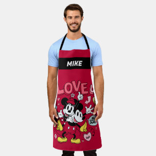 Mickey Mouse & Minnie Mouse   I Love Us   Add Name Apron
