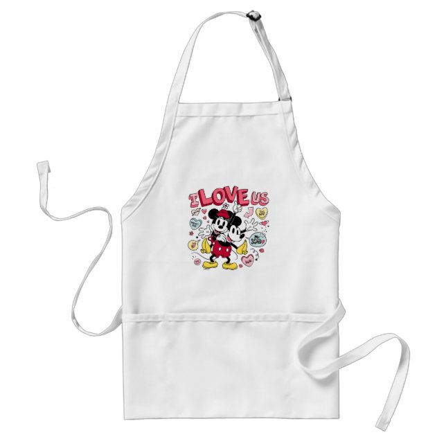 Mickey Mouse & Minnie Mouse | I Love Us Standard Apron (Front)