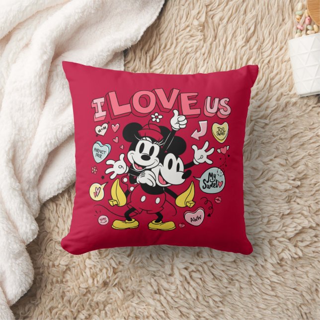 Mickey Mouse & Minnie Mouse | I Love Us Throw Pillow (Blanket)