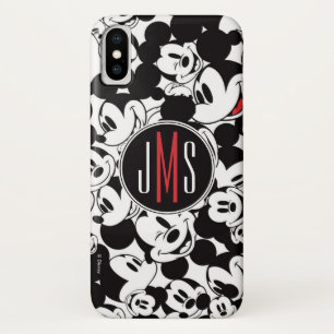 Mickey Mouse   Monogram Crowd Pattern iPhone X Case