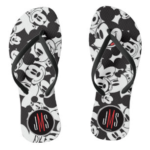 Mickey Mouse   Monogram Crowd Pattern Flip Flops