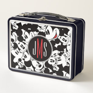 Mickey Mouse   Monogram Crowd Pattern Metal Lunch Box