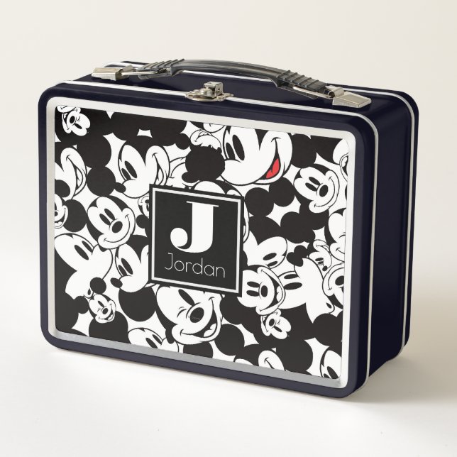 Mickey Mouse | Monogram Crowd Pattern Metal Lunch Box (Front)