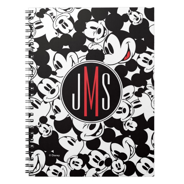 Mickey Mouse | Monogram Crowd Pattern Notebook (Front)