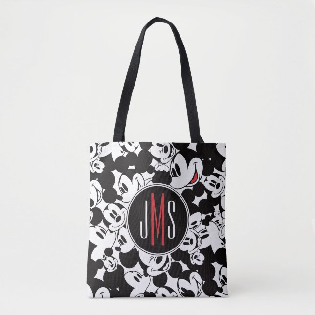 Mickey Mouse | Monogram Crowd Pattern Tote Bag (Front)