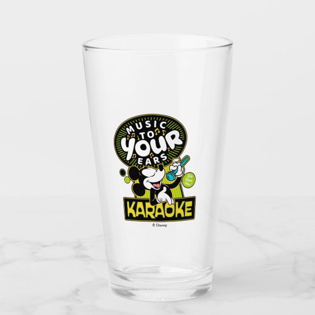 Mickey Mouse Music To Your Ears Karaoke Sign Glass (Front)