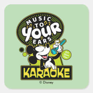 Mickey Mouse Music To Your Ears Karaoke Sign Square Sticker