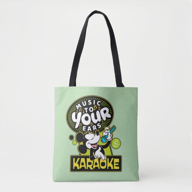 Mickey Mouse Music To Your Ears Karaoke Sign Tote Bag (Front)