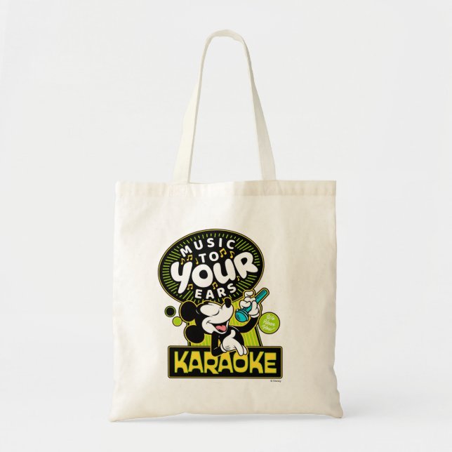 Mickey Mouse Music To Your Ears Karaoke Sign Tote Bag (Front)
