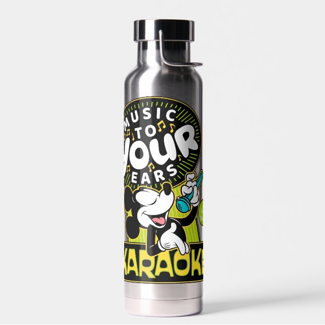 Mickey Mouse Music To Your Ears Karaoke Sign Water Bottle (Left)
