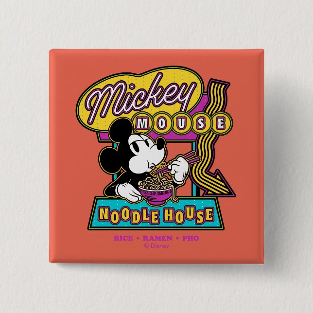 Mickey Mouse Noodle House Sign 2 Inch Square Button (Front)
