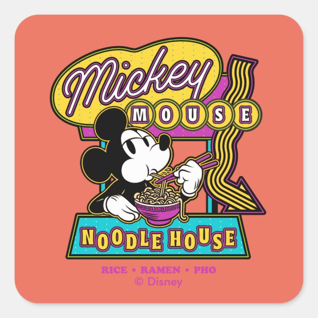 Mickey Mouse Noodle House Sign Square Sticker (Front)