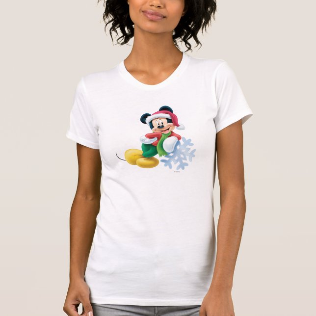 Mickey Mouse on Snowflake T-Shirt (Front)