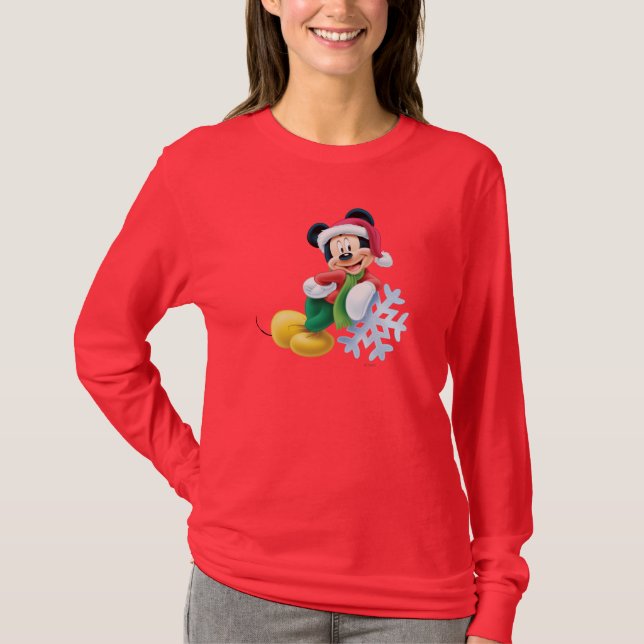 Mickey Mouse on Snowflake T-Shirt (Front)