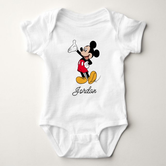 Mickey Mouse Open Hand Gesture Baby Bodysuit (Front)