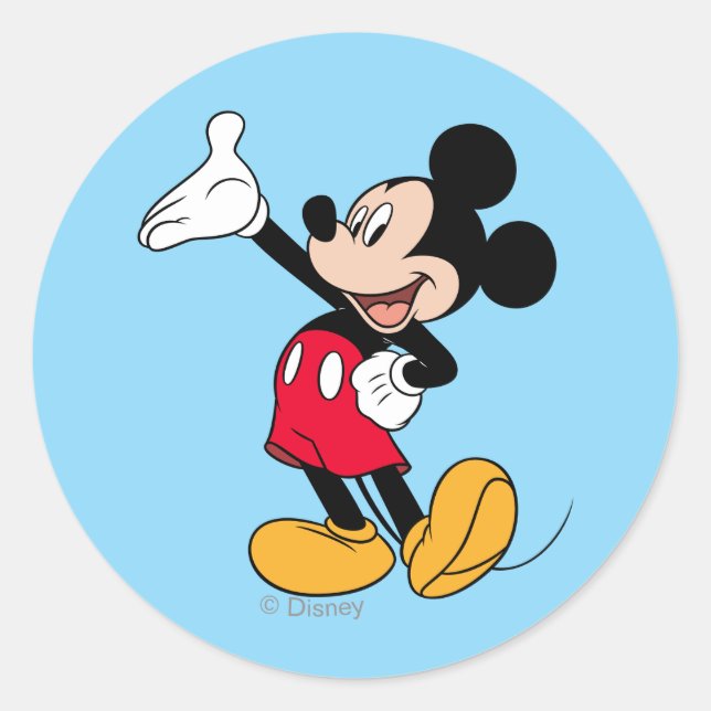 Mickey Mouse Open Hand Gesture Classic Round Sticker (Front)