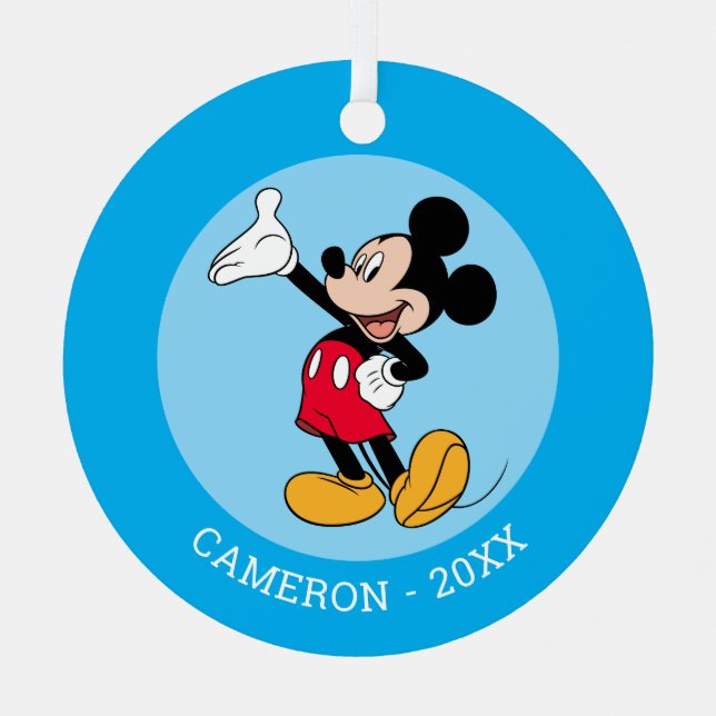 Mickey Mouse Open Hand Gesture Metal Ornament (Front)