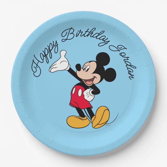Mickey Mouse Open Hand Gesture Paper Plate (Front)