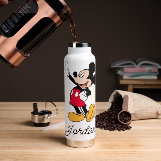 Mickey Mouse Open Hand Gesture Water Bottle (Coffee)