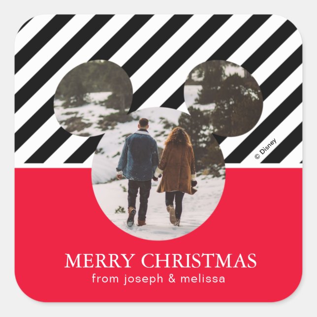 Mickey Mouse | Our First Christmas Married Square Square Sticker (Front)