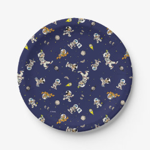 Mickey Mouse Outer Space Pattern Birthday Paper Plate