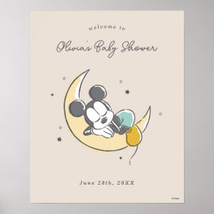 Mickey Mouse over the Moon Baby Shower Welcome Poster