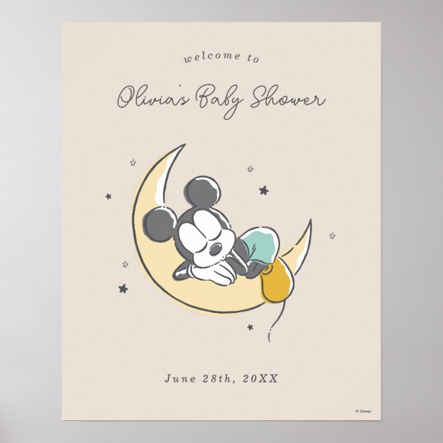 Mickey Mouse over the Moon Baby Shower Welcome Poster (Front)