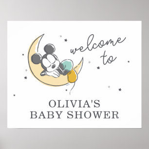 Mickey Mouse Over the Moon Baby Shower Welcome Poster