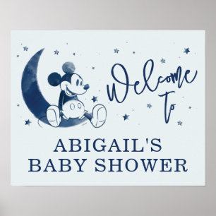 Mickey Mouse   Over the Moon Baby Shower Welcome Poster