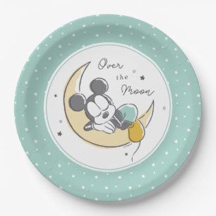 Mickey Mouse   Over the Moon - Boy Baby Shower Paper Plate
