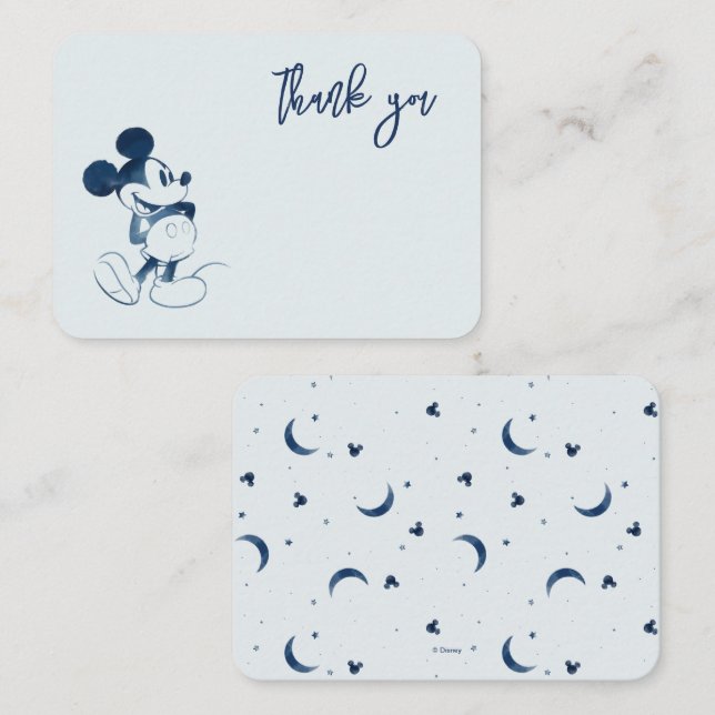 Mickey Mouse | Over the Moon - Boy Baby Shower Place Card (Front/Back)