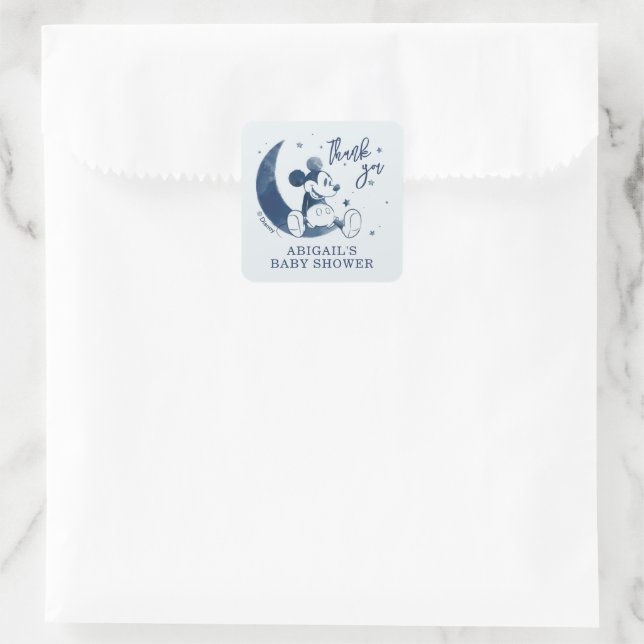 Mickey Mouse | Over the Moon - Boy Baby Shower Square Sticker (Bag)