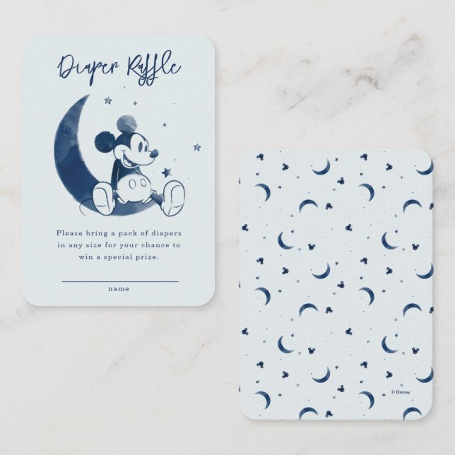 Mickey Mouse Over the Moon | Diaper Raffle Place Card (Front/Back)