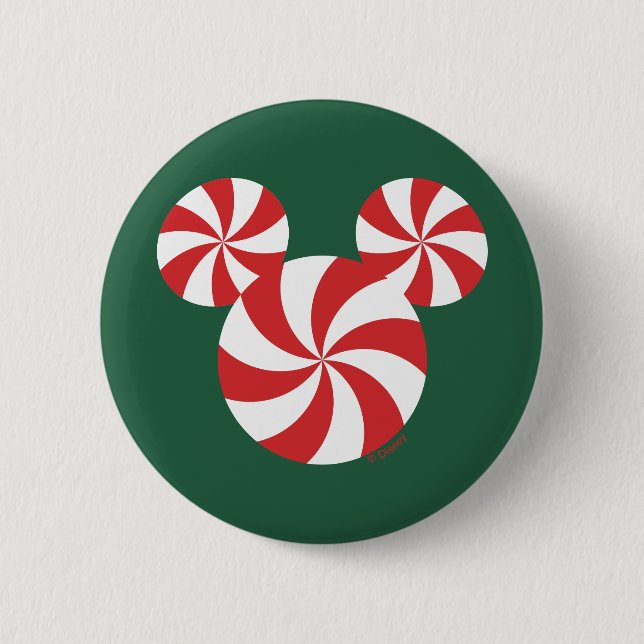 Mickey Mouse Peppermint Christmas 2 Inch Round Button (Front)