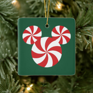Mickey Mouse Peppermint Christmas Ceramic Ornament