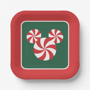 Mickey Mouse Peppermint Christmas Paper Plate