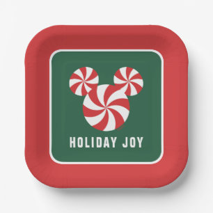 Mickey Mouse Peppermint Christmas Paper Plate