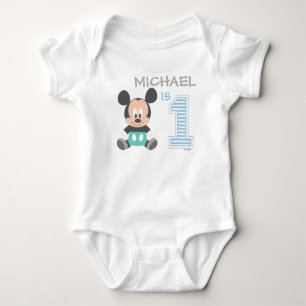 Mickey Mouse   Personalized First Birthday Baby Bodysuit