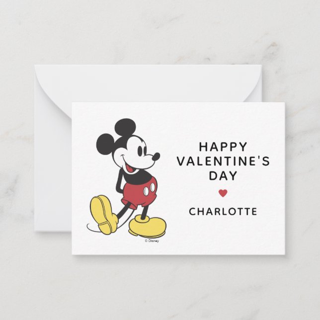 Mickey Mouse Photo Valentine Note Card (Front)