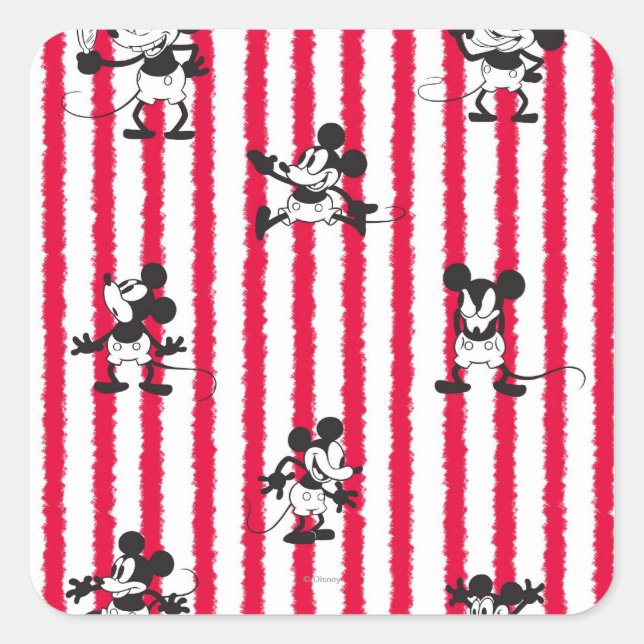 Mickey Mouse | Plane Crazy Pattern Square Sticker (Front)
