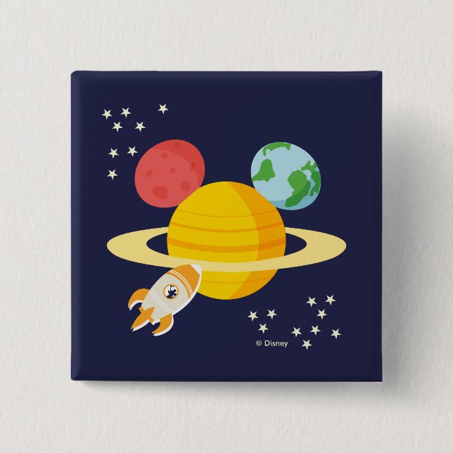 Mickey Mouse Planet Icon 2 Inch Square Button (Front)
